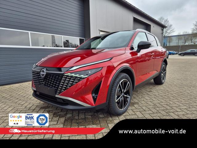 Nissan Qashqai - 1.3 DIG-T MHEV 158 PS X-Tronic Tekna Voll-Leder Klimaautomatik PanoGlasdach Sitzheizung Lenkradheizung Navi Head-Up Display elektr. Heckklappe ACC PDC v+h 360&deg;Kamera DAB Bluetooth Touchscreen Apple CarPlay Android Auto 19"LM