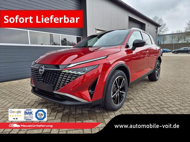 Nissan Qashqai - 1.3 DIG-T MHEV 158 PS X-Tronic Tekna Voll-Leder Klimaautomatik PanoGlasdach Sitzheizung Lenkradheizung Navi Head-Up Display elektr. Heckklappe ACC PDC v+h 360&deg;Kamera DAB Bluetooth Touchscreen Apple CarPlay Android Auto 19"LM