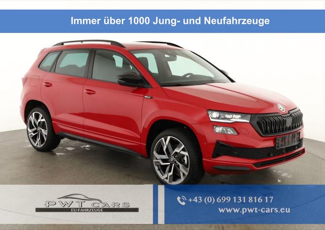Skoda Karoq - Sportline 1.5 TSI DSG Sportline, Pano, AHK, Navi, CANTON, Matrix, AreaView, Side, FS-beheizbar, 19-Zoll