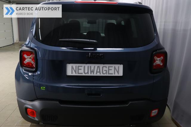 Jeep Renegade 1.5 T4 DCT7 e-Hybrid Limited 1469 96 kW435 Blue Shade Leder Schwarz "Navigationssystem 01K Design-Paket Black Pack 2XL Leder-Paket 2T2 Funktions-Paket 7KS Winter-Paket UGM Uconnect Smartouch 8.4 mit 8,4""-Touchscreen, Navigationssystem, Bluetooth, AUX-IN-und USB sowie DAB, Apple CarPlay&Android Auto und LIVE Services 070 Seitenscheiben hinten und Heckscheibe verdunkelt 108 18""-Leichtmetallfelgen, schwarz gl&auml;nzend 61P Blue Shade"