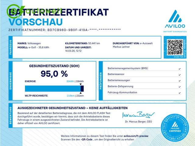Volkswagen e-Golf 36kWh Active Info Fahrassistenz+ RFK W&auml;rmepumpe 
