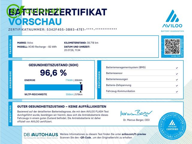 Volvo XC40 Plus Extended Range 82kWh Twin Pilot RFK 