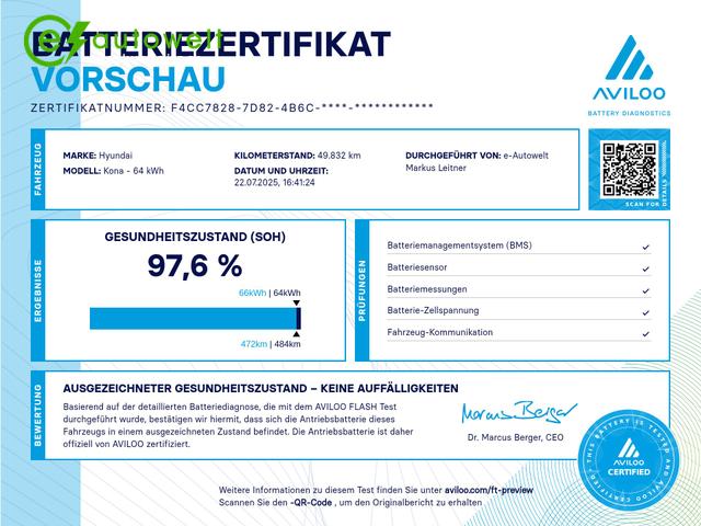 Hyundai KONA Trend 64kWh LED Navi-Paket Wärmepumpe RFK 3phasig 