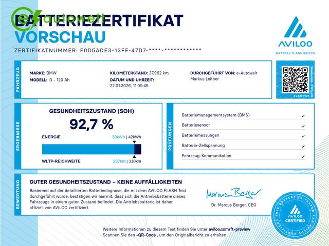 BMW i3 120Ah W&auml;rmepumpe CCS Sitzheizung Comfortpaket 