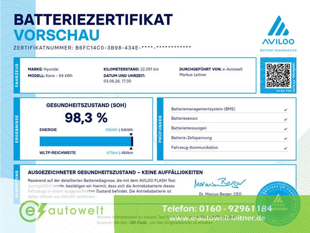 Hyundai KONA - Prime 64kWh HeadUp el. Sitze W&auml;rmepumpe