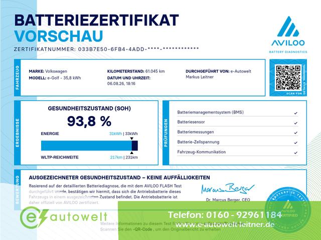 Volkswagen e-Golf - 35,8 kWh Fahrassistenzpaket WP SHZ DAB