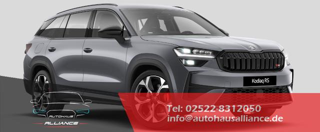 Skoda Kodiaq - RS 2.0 TSI 265PS 4x4 DSG, 5J GARANTIE, STANDHEIZUNG, PANORMADACH, HEAD-UP, 20"Alu, ANH&Auml;NGERKUPPLUNG, NAVI, DCC PLUS, CANTON SOUND, BEH. FRONTSCHEIBE, MATRIX-LED, KESSY, Alarm, ELEK. HECKKLAPPE, SHZ v/h, Privacy-Glas, ACC, PDC AREA VIEW, 3Z-Climatronic