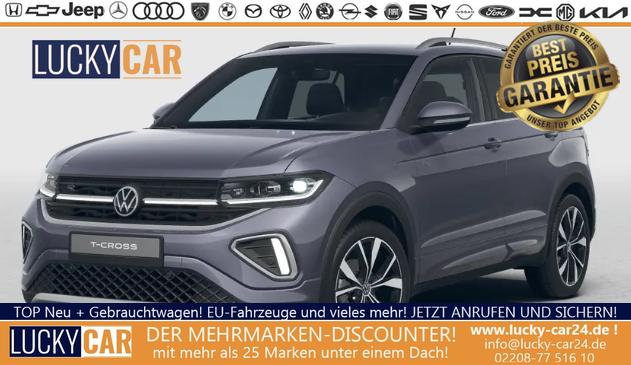 Vorlauffahrzeug Volkswagen T-Cross - R-Line Limited 1.0 TSI 115PS DSG/AUTOMATIK, Rauch-Grau Metallic, NAVIGATION, Climatronic, Sitzheizung, 18" Alu, MATRIX-LED-Scheinwerfer, Adaptiver Tempomat ACC, Parksensoren vo/hi, Kamera, Keyless, Abgedunkelte Scheiben, Sicht-Paket, Wireless App-Connect, M-Lederlenkrad