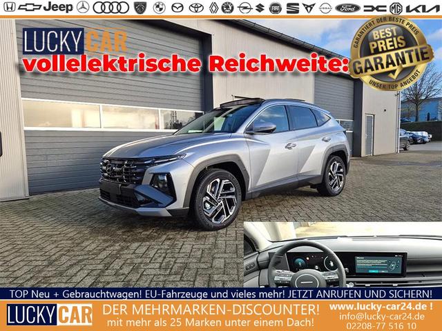 Lagerfahrzeug Hyundai TUCSON - 1.6 T-GDI 252PS Automatik PHEV Prime FACELIFT MY2025 elektr. PanoDach Voll-Leder Heckklappe Sitzheizung v h Lenkradheizung ACC Klimaautomatik HUD Navi Krell-Sound 12,3"-Touchscreen DAB  wireless Apple CarPlay   Android Auto PDC 4xKamer