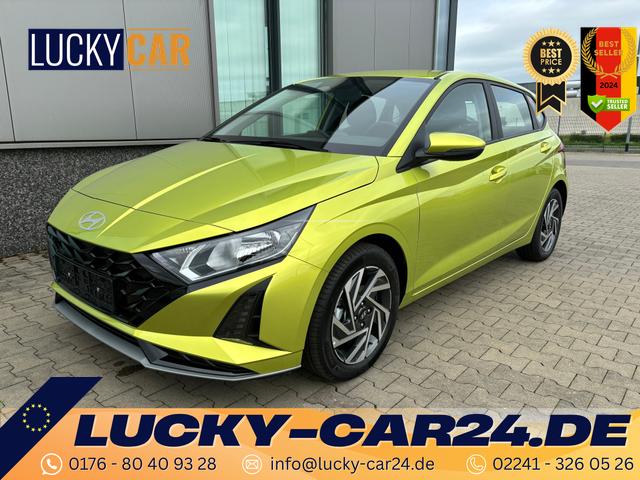 Lagerfahrzeug Hyundai i20 - Comfort 1.2i 79PS, LUCID-LIME-Metallic, 5 Jahre Garantie, NAVIGATION 10,25", Klima, Parksensoren hinten, Rückfahrkamera, Alarm, Lederlenkrad, Tempomat, Armlehne vorne, Reserverad, 4x elektr. Fensterheber, Fernlicht-Assistent