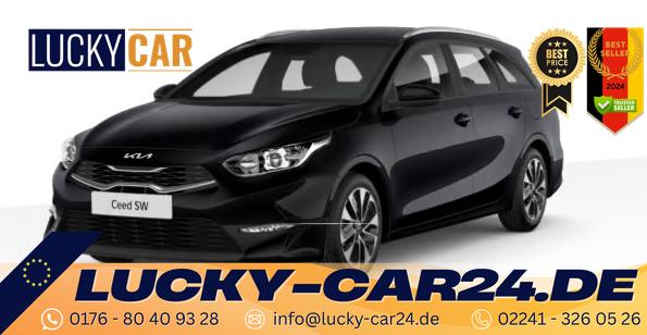 Lagerfahrzeug Kia Ceed Sportswagon - Spin 1.5 T-GDI 140PS 7DCT (AUTOMATIKGETRIEBE), Schwarz-Metallic, 16" Alufelgen, Klimaanlage, Winter-Paket, Navigationssystem 10,25", Parksensoren hinten, Rückfahrkamera, Tempomat, Dachreling, Beheiztes Lederlenkrad, ZV mit Fernbedienung, Reserve-Notrad