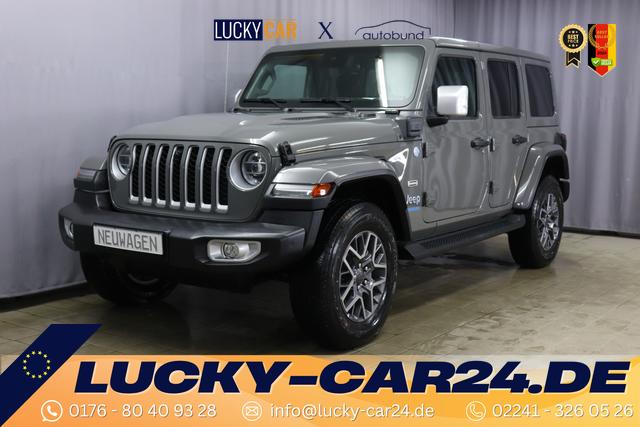 Lagerfahrzeug Jeep Wrangler - Unlimited Sahara 2.0 280KW UVP 85.140,00 € Plug-In Hybrid, Overland Paket, Technologie Dachhimmel mit zusätzlicher Geräuschdämmung, Alarmanlage, Sicherheitspaket, Gorilla Glas, Geschwindigkeitsregelanlage adaptiv, Totwinkel Assistent, Offroad Kamera