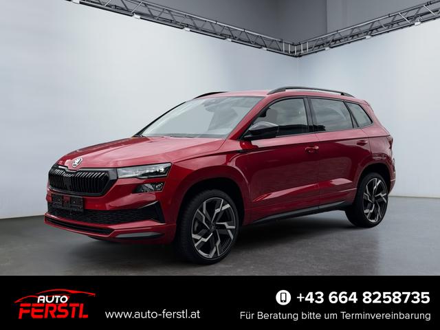 Vorlauffahrzeug Skoda Karoq - 1,5 TSI DSG Sportline 2ZKli AHK ACC Canton PDC Kam 19Zo 5JG