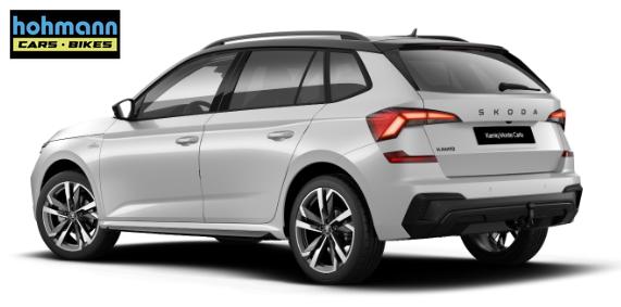 Skoda Kamiq Monte Carlo 1.5 TSI 150PS DSG, 5J GARANTIE, WEISS-MET/Dach schwarz, 18" ALU, AHK SCHWENKBAR, Panoramadach, Matrix-LED, Parksensoren v/h, Kamera, Tempomat, Virtual Cockpit (8"!!), Kessy, Winter-Paket, Climatronic, Radio 8", SmartLink, NSW, Sport-M-Lederlenkrad beheizt 