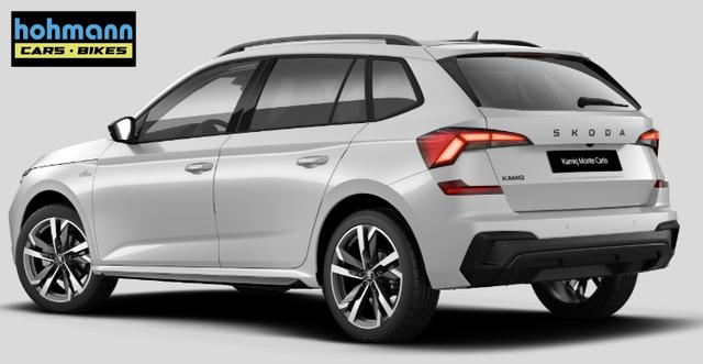 Skoda Kamiq Monte Carlo 1.5 TSI 150PS DSG, 5J GARANTIE, 18"ALU, METALLIC, ELE. HECKKLAPPE, ANH&Auml;NGERKUPPLUNG, BEH. FRONTSCHEIBE, MATRIX-LED, PANORAMADACH, Sitzheizung, Lenkradhzg, Ladeboden, ACC, SIDE Assist, Virtual Cockpit 10", Parksensoren, Kamera, KESSY, Privacy, Climatronic 
