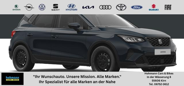 Seat Arona - Basis 1.0 TSI 95PS, 5J. Garantie, Parksensoren hinten, Radio 8,25"/Bluetooth/DAB+, LED-Scheinwerfer, Dachreling, Zentralverriegelung mit Fernbedienung, Reserverad, 4x elektr. Fensterheber