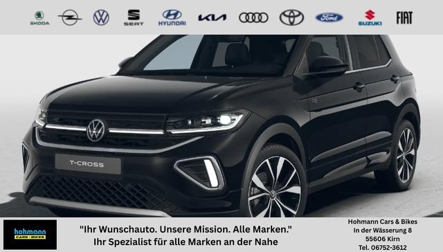 Volkswagen T-Cross - R-Line Limited 1.0 TSI 115PS, Deep-Black-Metallic, 5 JAHRE GARANTIE, ANH&Auml;NGERKUPPLUNG, CLIMATRONIC, SITZHEIZUNG, 18" Alu, MATRIX-LED, Adaptiver Tempomat ACC, Parksensoren, R&uuml;ckfahrkamera, Keyless, Abgedunkelte Scheiben, Radio "Ready2Discover" + App-Connect