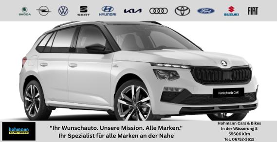 Skoda Kamiq - Monte Carlo 1.5 TSI 150PS DSG, 5J GARANTIE, WEISS-MET/Dach schwarz, 18" ALU, AHK SCHWENKBAR, Panoramadach, Matrix-LED, Parksensoren v/h, Kamera, Tempomat, Virtual Cockpit (8"!!), Kessy, Winter-Paket, Climatronic, Radio 8", SmartLink, NSW, Sport-M-Lederlenkrad beheizt