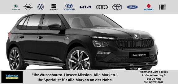 Skoda Kamiq - Monte Carlo 1.5 TSI 150PS DSG, 5J GARANTIE, Schwarz-Perleffekt, 18" ALU, AHK SCHWENKBAR, Panoramadach, Matrix-LED, Parksensoren v/h, Kamera, Tempomat, Virtual Cockpit (8"!!), Kessy, Winter-Paket, Climatronic, Radio 8", SmartLink, NSW, Sport-M-Lederlenkrad beheizt