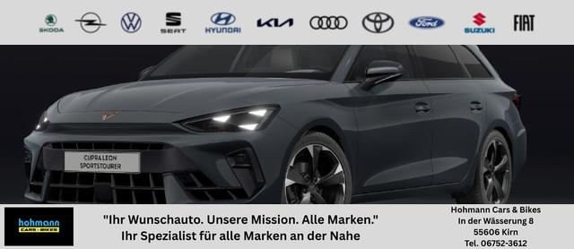 Cupra Leon Sportstourer - Basis 1.5 eTSI 150PS DSG (AUTOMATIK), Fjord-Blau, 18" Alu Garbi, Sitzheizung, M-Lederlenkrad beheizt, Parksensoren vorne und hinten, Adaptiver Tempomat, 3-Zonen-Climatronic, Radio 12,9" + Full Link (Navi-Funktion &uuml;ber Smartphone), Elektr. Heckklappe