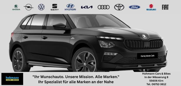 Skoda Kamiq - Monte Carlo 1.0 TSI 115PS DSG, 5J GARANTIE, METALLIC, ELE. HECKKLAPPE, ANH&Auml;NGERKUPPLUNG, BEH. FRONTSCHEIBE, MATRIX-LED, PANORAMADACH, Sitzheizung, Lenkradhzg, Ladeboden, ACC, SIDE Assist, Virtual Cockpit 10", Parksensoren, Kamera, KESSY, Privacy, 17" Alu, Climatroni