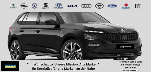 Skoda Kamiq - Monte Carlo 1.5 TSI 150PS DSG, 5J GARANTIE, 18"ALU, METALLIC, ELE. HECKKLAPPE, ANH&Auml;NGERKUPPLUNG, BEH. FRONTSCHEIBE, MATRIX-LED, PANORAMADACH, Sitzheizung, Lenkradhzg, Ladeboden, ACC, SIDE Assist, Virtual Cockpit 10", Parksensoren, Kamera, KESSY, Privacy, Climatronic