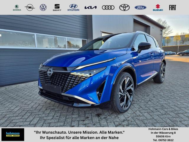 Nissan Qashqai - 1.3 DIG-T MHEV 158 PS X-Tronic Tekna Premium Paket 20"LM Teil-Leder PanoGlasdach Klimaautomatik Sitzheizung Lenkradheizung Navi Head-Up Display elektr. Heckklappe ACC PDC v+h 360&deg;Kamera DAB Bluetooth Touchscreen Apple CarPlay Android Auto