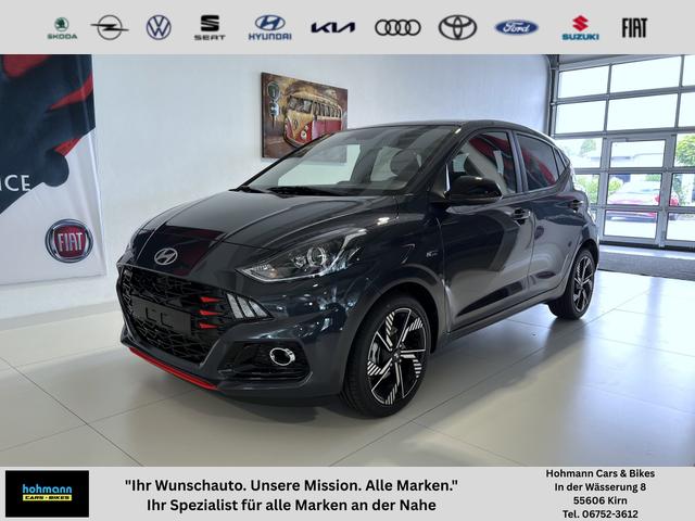 Hyundai i10 - N Line 1.0 T-GDI 66 kW (90 PS) Line-Interieur-Paket, Lenkradheizung, Sitzheizung, Klimaautomatik, Radio, DAB, Apple CarPlay, Android Auto, Navigationssystem, R&uuml;ckfahrkamera, Verkehrszeichenerkennung, Tempomat, 16 Zoll Leichtmetallfelgen, uvm.