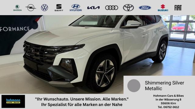 Hyundai TUCSON - GO 1.6 T-GDI 48V 2WD DCT 117 kW (160 PS) Lenkradheizung, Sitzheizung, 2-Zonen-Klimaautomatik, Navigationssystem, Android Auto, Apple CarPlay, Induktive Ladestation, Radio, DAB, Smart-Key, Privacy Glass, Rückfahrkamera, 18 Zoll Leichtmetallfelgen, uvm.