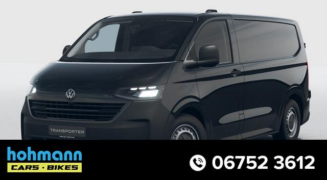 Volkswagen T7 Kastenwagen - Basis 2.0 TDI 150PS, Schwarz, HECKFLÜGELTÜREN, 2-Zonen-Klimautomatik, M-Lederlenkrad, Anhängerkupplung, Parksensoren vorn/hinten, Rückfahrkamera, Frontscheibe beheizbar, Ganzjahresreifen, Sitzpaket 46 (inkl. Sitzheizung), Reserverad, 70l Tank, Laderaumpaket