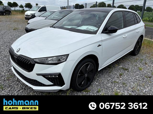 Skoda Scala - Monte Carlo 1.0 TSI 115PS DSG, MOON-WHITE MET, Panoramadach, 17"Alu, Climatronic, MATRIX-LED, Kessy, Verlängerte Heckscheibe, SunSet, Parksensoren vorn/hinten, Rückfahrkamera, Tempomat, Winter-Paket, Sport-M-Lederlenkrad beheizt, Virtual Cockpit, Radio 8", SmartLin