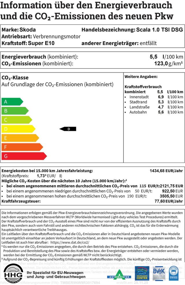 Skoda Scala - Selection 1.0 TSI DSG +Garantie+ACC+RüCam+SiHz+PDC