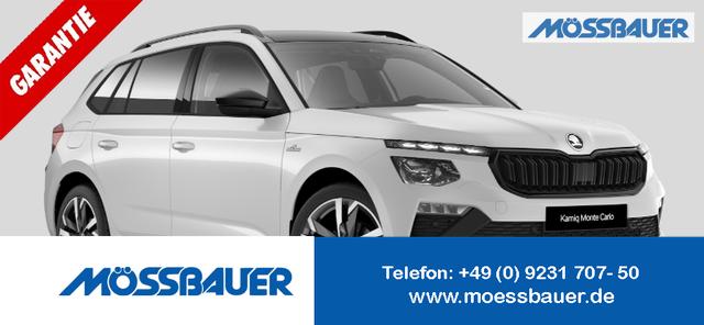 Skoda Kamiq Autonova Bayreuth ein M&ouml;ssbauer Autohaus - Monte Carlo 1.5 TSI 150PS DSG, 5J GARANTIE, 18"ALU, METALLIC, ELE. HECKKLAPPE, ANH&Auml;NGERKUPPLUNG, BEH. FRONTSCHEIBE, MATRIX-LED, PANORAMADACH, Sitzheizung, Lenkradhzg, Ladeboden, ACC, SIDE Assist, Virtual Cockpit 10", Parksensoren, Kamera, KESSY, Privacy, Climatronic