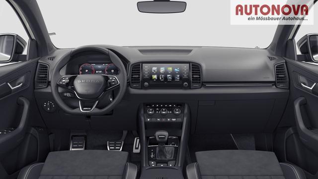 Skoda Karoq Sportline 1.5 TSI 150PS DSG, STAHL-GRAU, 5JGARANTIE, AHK SCHWENKBAR, 19" ALU SAGITARIUS, BEHEIZTE FRONTSCHEIBE, SITZHEIZUNG, MATRIX-LED, Elektr. Heckklappe, Virtual Cockpit 10", Climatronic, NAVI, ACC, Parksensoren v/h, R&uuml;ckfahrkamera, Dachreling, PRIVACY-GLAS 