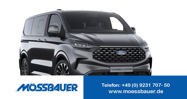 Ford Tourneo Custom - Titanium X 2.0 TDCi 170PS AUTOMATIK L1H1, 5J Garantie, 8 Plätze, 19" Alu, 13"-Navi, Elektr. Sitze + Kunstleder Sitzheizung, 3-Zonen-Klimautomatik, Alarm, 2 Schiebetüren, Adaptiver Tempomat, Toter-Winkel, Privacy-Glas, Parksensoren v/h, 360°-Kamera, LED