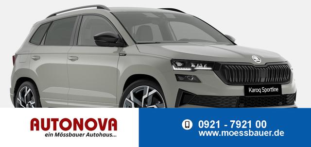 Skoda Karoq - Sportline 1.5 TSI 150PS DSG, STAHL-GRAU, 5JGARANTIE, AHK SCHWENKBAR, 19" ALU SAGITARIUS, BEHEIZTE FRONTSCHEIBE, SITZHEIZUNG, MATRIX-LED, Elektr. Heckklappe, Virtual Cockpit 10", Climatronic, NAVI, ACC, Parksensoren v/h, R&uuml;ckfahrkamera, Dachreling, PRIVACY-GLAS