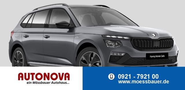 Skoda Kamiq Monte Carlo 1.0 TSI 115PS, 5J GARANTIE, METALLIC, ELE. HECKKLAPPE, ANH&Auml;NGERKUPPLUNG, BEH. FRONTSCHEIBE, MATRIX-LED, PANORAMADACH, Sitzheizung, Lenkradheizung, Ladeboden, ACC, SIDE Assist, Virtual Cockpit 10", Parksensoren, Kamera, KESSY, Privacy, 17" Alu, Climatroni 