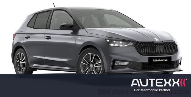 Skoda Fabia - 1.0TSI DSG Monte Carlo Alufelgen 16 Proxima SHZ ACC-TEMPOMAT TRAVEL ASSIST PDC vorne+hinten Sunset LICHT- UND SICHTPAKET R&uuml;ckfahrkamera Lenkrad beheizbar LED-Scheinwerfer Climatronic Nebelscheinwerfer Digitales Cockpit SmartLink verl&auml;ngerte Werksgara