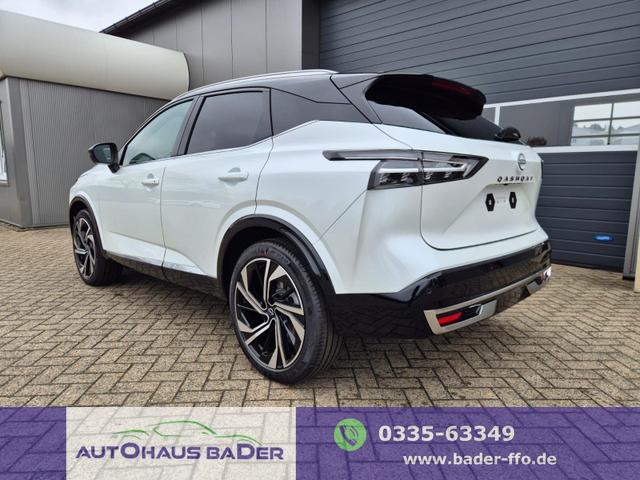 Nissan Qashqai - 1.3 DIG-T MHEV 158 PS X-Tronic Tekna Premium Paket 20"LM Teil-Leder PanoGlasdach Klimaautomatik Sitzheizung Lenkradheizung Navi Head-Up Display elektr. Heckklappe ACC PDC v+h 360&deg;Kamera DAB Bluetooth Touchscreen Apple CarPlay Android Auto