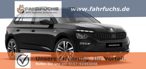 Skoda Kamiq - Monte Carlo 1.5 TSI 150PS DSG, 5J GARANTIE, Schwarz-Perleffekt, 18" ALU, AHK SCHWENKBAR, Panoramadach, Matrix-LED, Parksensoren v/h, Kamera, Tempomat, Virtual Cockpit (8"!!), Kessy, Winter-Paket, Climatronic, Radio 8", SmartLink, NSW, Sport-M-Lederlenkrad beheizt