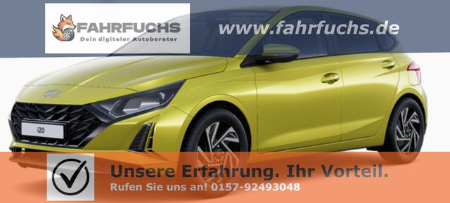 Hyundai i20 - Family 1.0 T-GDI 90PS, NAVI 10,25", LUCID-LIME Metallic, Winter-Pack: Sitzheizung + Lenkradheizung, 16" ALU, Klimaautomatik, Privacy-Glas, Parksensoren hinten, R&uuml;ckfahrkamera, Tempomat, Lederlenkrad, Reserverad, Alarm, Armlehne, 4x elektr. Fensterheber