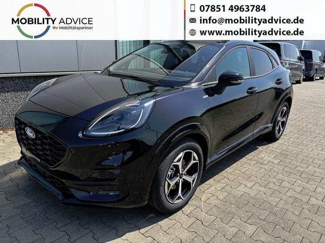 Ford Puma - ST-Line 1.0 125PS AUTOMATIK, SCHWARZ-METALLIC, 5 Jahre Garantie, Winterpaket: Sitzheizung, Beheizte Frontscheibe, 17" Alufelgen, Klimaautomatik, NAVIGATION 12", Parksensoren hinten, R&uuml;ckfahrkamera, Voll-LED-Scheinwerfer, Tempomat