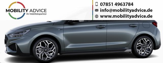 Hyundai i30 - N Line Premium Hatchback 1.6 T-GDI 150PS 7DCT/AUTOMATIK, 18" ALU, SPORTL. EXTERIEUR, LEDER-/KUNSTLEDER, TOTER-WINKEL, SMART KEY, KLIMAAUTOMATIK, WINTERPAKET, Privacy-Glas, NAVIGATION, Parksensoren vo/hi, R&uuml;ckfahrkamera, BI-LED-Scheinwerfer, Tempomat, Alarm, Reserverad