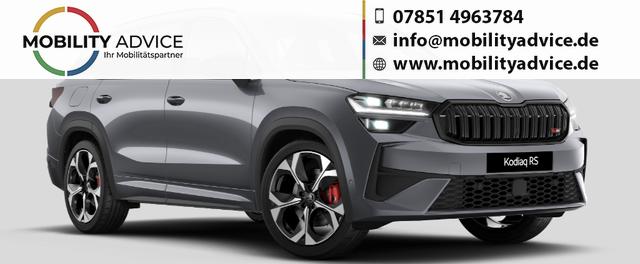 Skoda Kodiaq - RS 2.0 TSI 265PS 4x4 DSG, 5J GARANTIE, STANDHEIZUNG, PANORMADACH, HEAD-UP, 20"Alu, ANH&Auml;NGERKUPPLUNG, NAVI, DCC PLUS, CANTON SOUND, BEH. FRONTSCHEIBE, MATRIX-LED, KESSY, Alarm, ELEK. HECKKLAPPE, SHZ v/h, Privacy-Glas, ACC, PDC AREA VIEW, 3Z-Climatronic