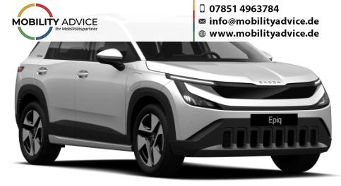Skoda Epiq - Essence 35, 115PS 38,5 kWh, 5 Jahre Garantie (8J auf Batterie), Climatronic, Infotainment 13,1" + Smartlink, Parksensoren hinten, ACC, Side Assist, M-Lederlenkrad, Dachreling