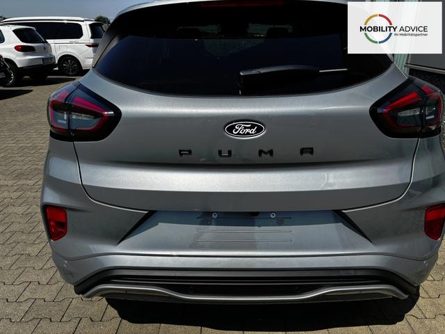 Ford Puma ST-Line 1.0 EcoBoost 125PS AUTOMATIK, SOLAR-SILVER Metallic, Elektr. Heckklappe, Key-Frey-System, Spiegel anklappbar, Induktives Laden, 17" Alu, NAVIGATION, Klimaautomatik, Privacy-Glas, Parksensoren hinten, R&uuml;ckfahrkamera, Tempomat, Sportfahrwerk 