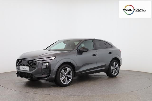 Audi Q3 Sportback Basis 2.0 TFSI quattro (Allrad) 204PS S-Tronic (Automatik), 17" Alufelgen, Elektr. Heckklappe, MMI Navigation plus, Sitzheizung, 3-Zonen-Klimaautomatik, Parksensoren vorn/hinten, M-Lederlenkrad, Tempomat, Virtual Cockpit 