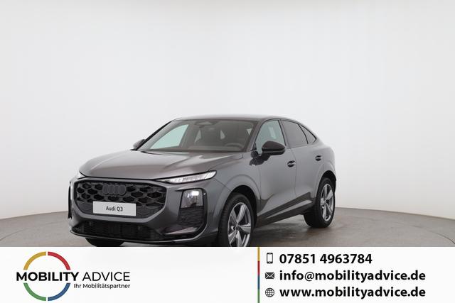 Audi Q3 Sportback - Basis 2.0 TFSI quattro (Allrad) 204PS S-Tronic (Automatik), 17" Alufelgen, Elektr. Heckklappe, MMI Navigation plus, Sitzheizung, 3-Zonen-Klimaautomatik, Parksensoren vorn/hinten, M-Lederlenkrad, Tempomat, Virtual Cockpit