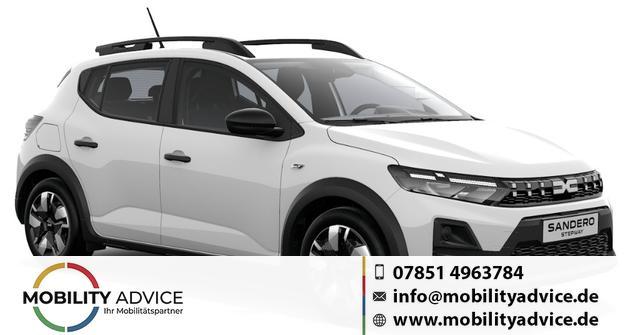 Dacia Sandero Stepway - Essential 1.2 Eco-G 120 LPG-GASANLAGE/Benzin, NEUES MODELL, 3 Jahre Garantie, KLIMAANLAGE, Dachreling, Parksensoren hinten, Tempomat, Multimedia-System Media Control, Regen-/Licht-Sensor, Zentralverriegelung mit Fernbedienung, Elektr. Fensterheber vorne