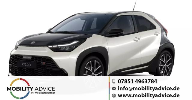 Toyota Aygo X - GR Sport 1.5 Hybrid 115PS CVT/AUTOMATIK, 3J Garantie, 18" Alufelgen, Smart Entry, Dach schwarz, Privacy-Glas, Sitzheizung, Parksensoren v/h, R&uuml;ckfahrkamera, 2-Zonen-Klimaautomatik, Audiosystem 10,5" + Cloud-NAVI, Lederlenkrad, ACC, LED-Scheinwerfer, JBL-SOUND